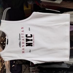 Justify high neck graphic tank